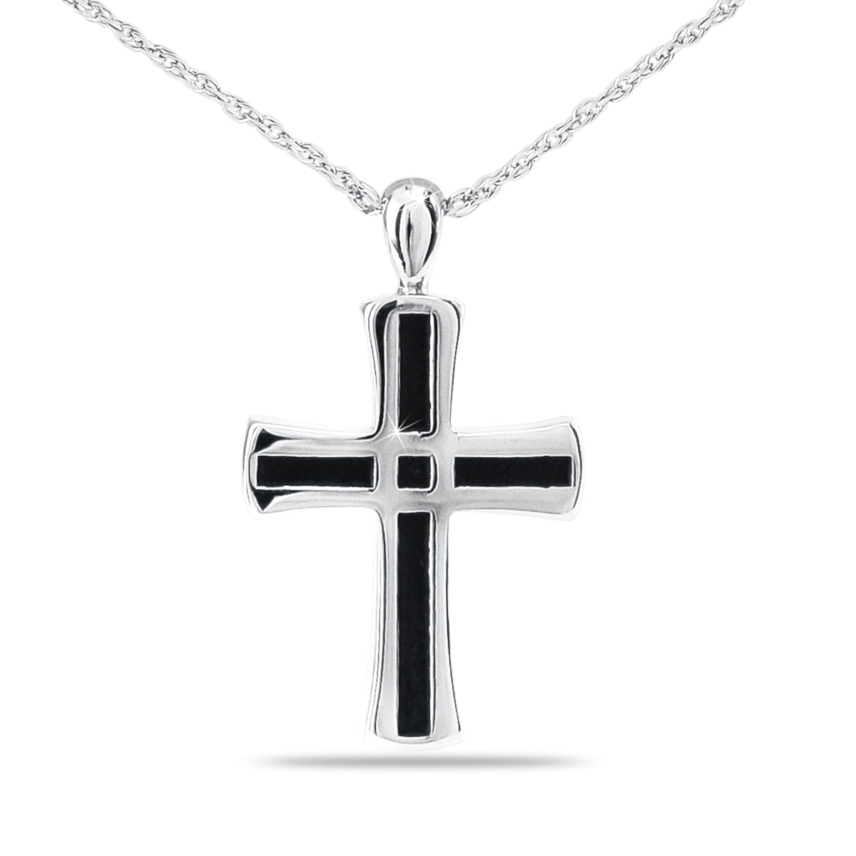 Men's Cross Chain Link Silver Keepsake